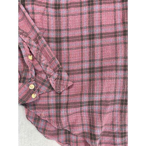 Plaid Button Down Shirt Torrid Women 2XL Burgundy Black Soft Casual Fall Style - Picture 2 of 8